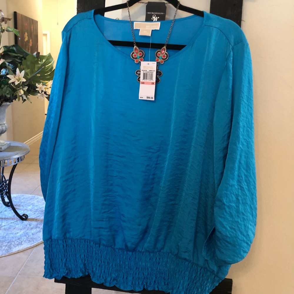 Michael Kors 2X Summer Blue Top